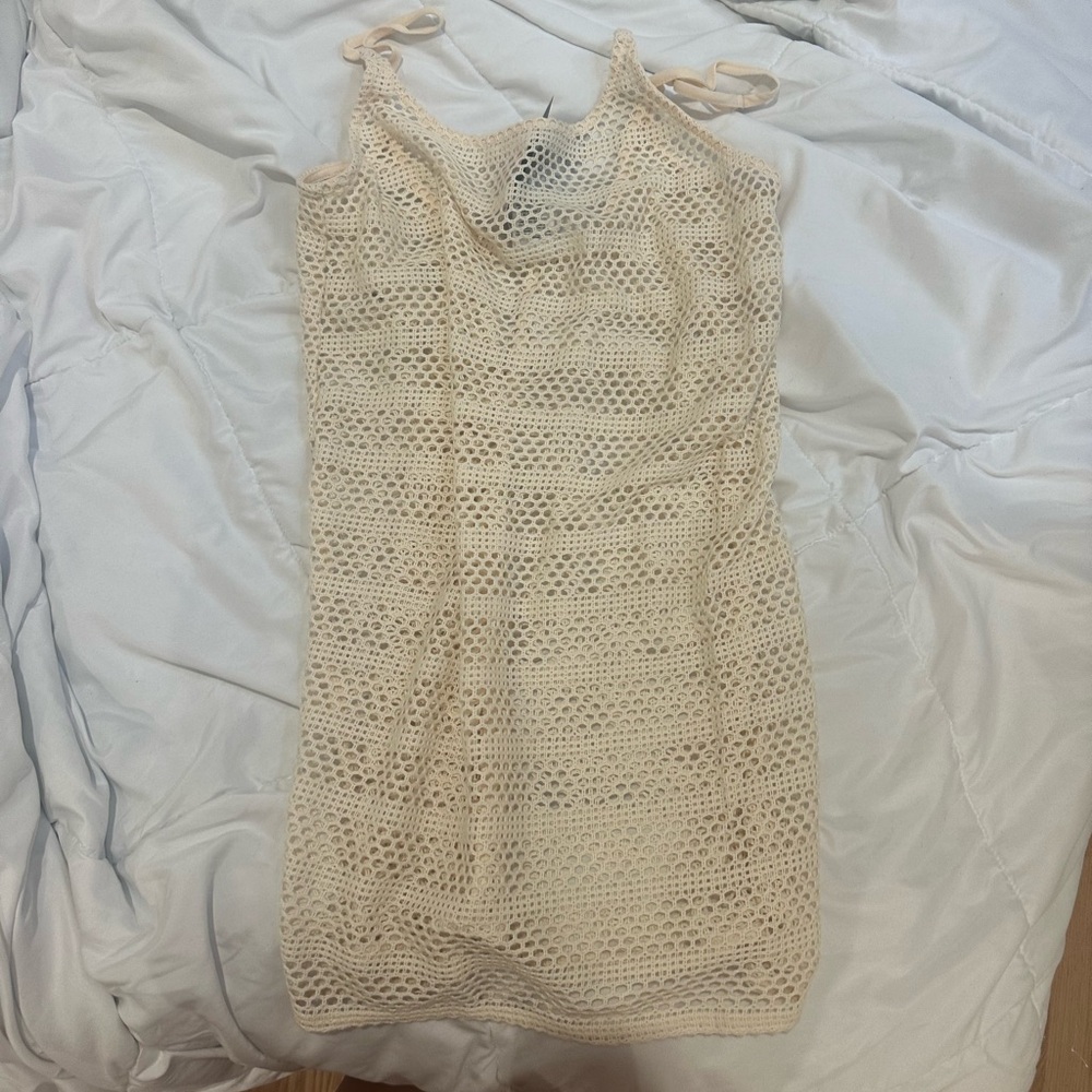woven cream cover up tank dress